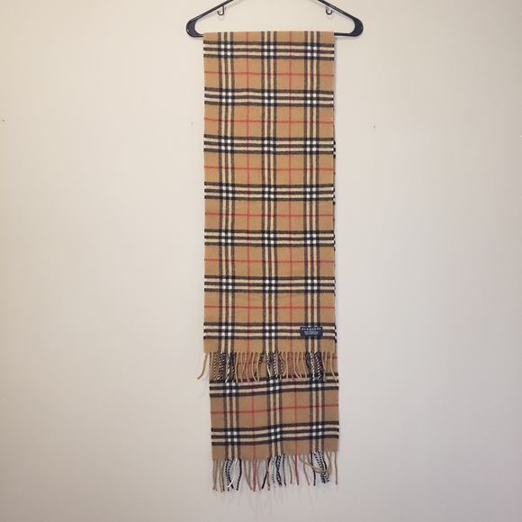 Burberry Beige Red Nova Check Scarf 100% Cashmere Made In Scotland Authentic EUC - Picture 2 of 5